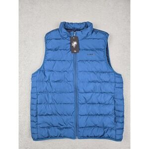 Lands' End Vest Mens XL Blue Quilted 600 Fill Down Puffer Outdoor Insulated